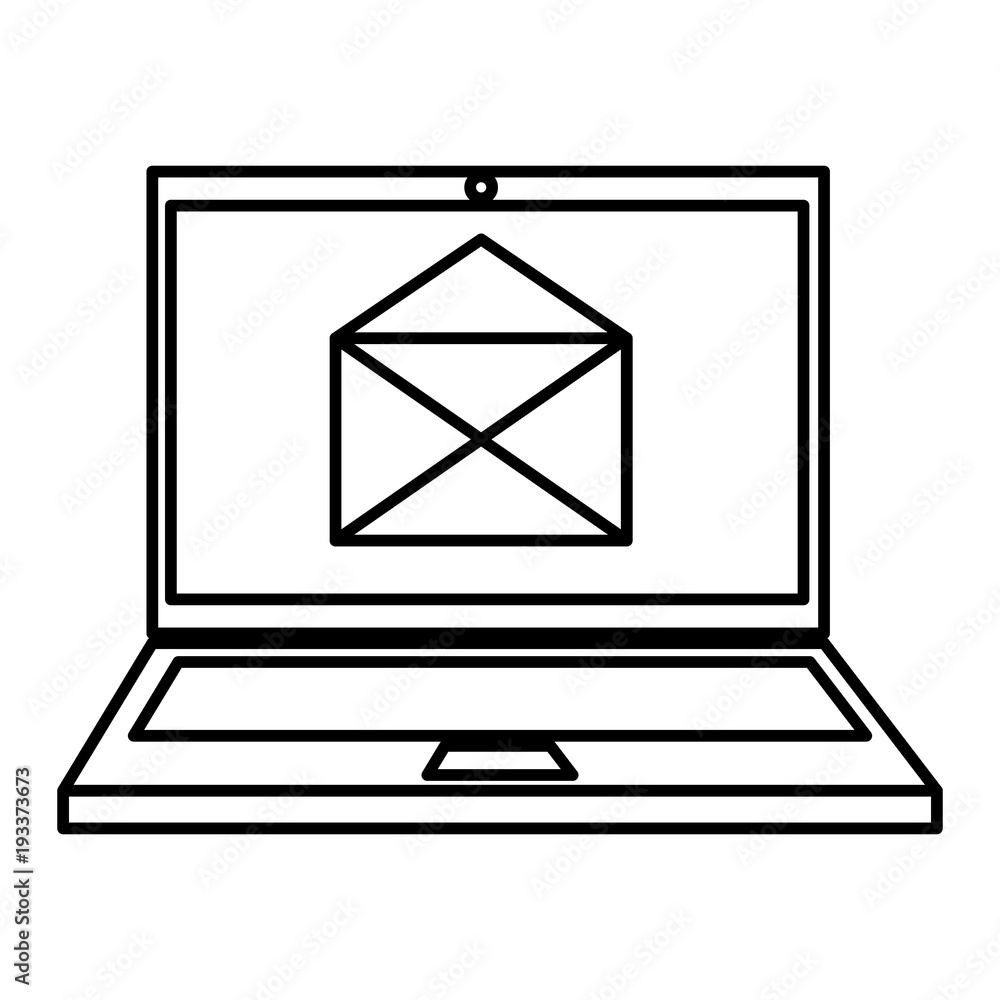 laptop computer with envelope vector illustration design laptop computer with envelope vector illustration design