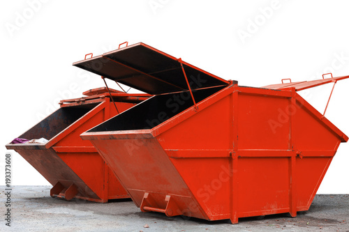 Industrial Waste Bin (dumpster) for municipal waste or industrial waste, isolated on white background.