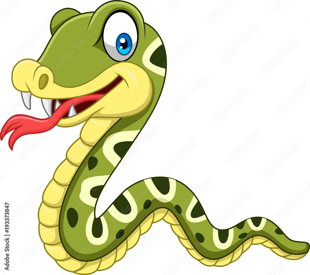 Cartoon happy snake isolated on white background Cartoon happy snake isolated on white background