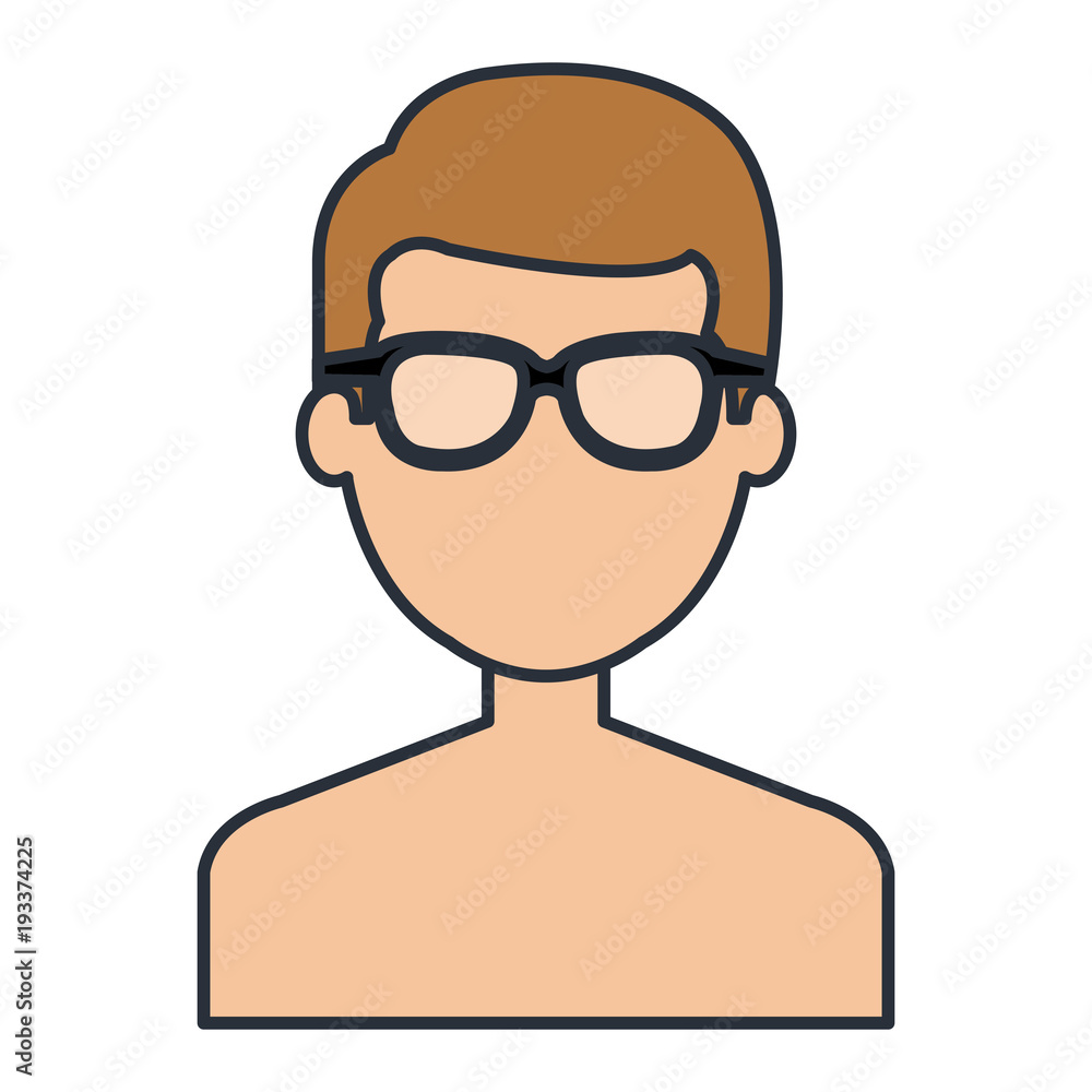 young man shirtless avatar character vector illustration design