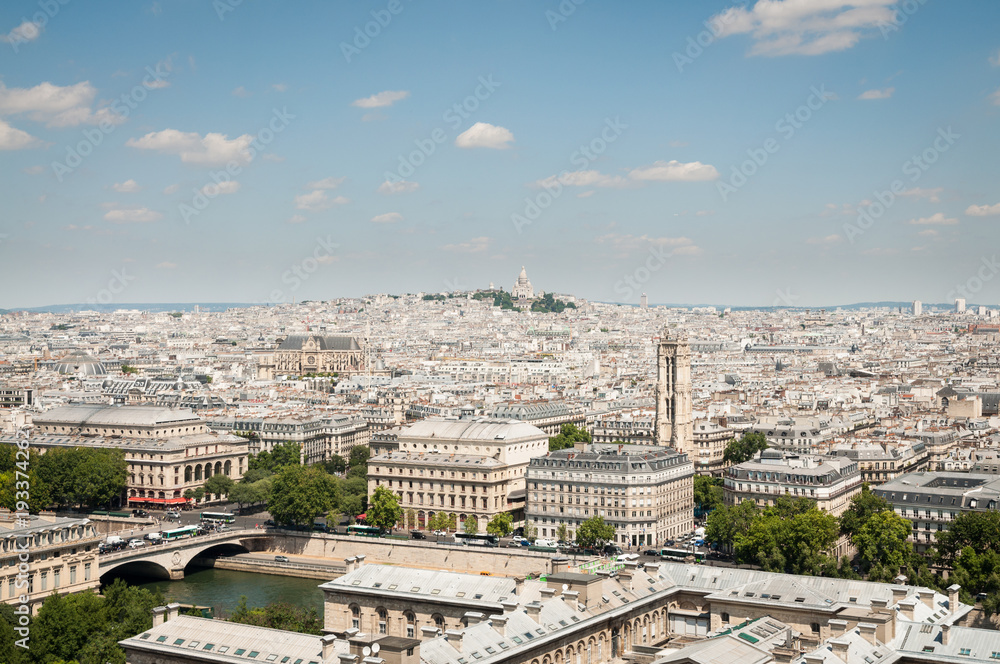 Aerial view of Paris towards Montmartre Aerial view of Paris towards Montmartre