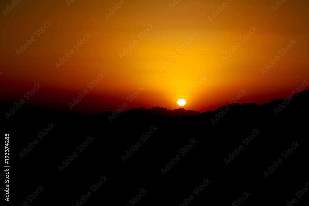 in   desert the sunrise panoramic scene and light