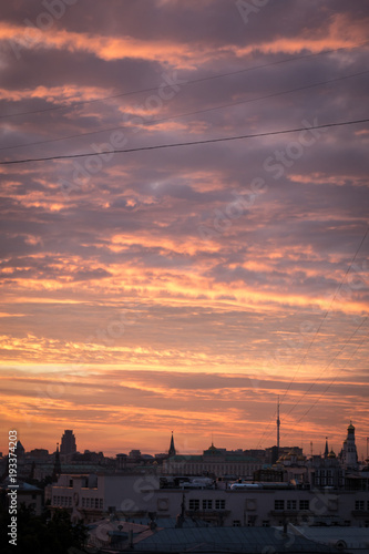 Sunset over Moscow, Russia