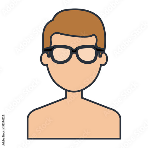 young man shirtless avatar character vector illustration design
