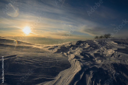Sakhalin winter, sunset