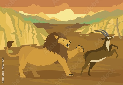 gazelle running from lion