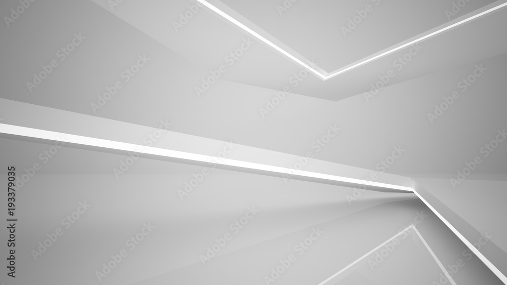 Abstract parametric white interior with neon lighting. 3D illustration and rendering. Abstract parametric white interior with neon lighting. 3D illustration and rendering.