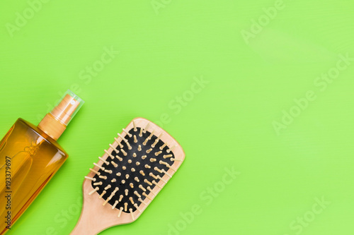 set for styling hair concept on a green background
