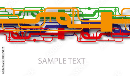 Colorful gas pipes. Industrial background with pipes. Vector Illustration