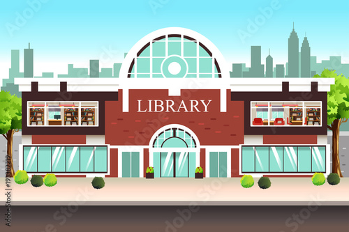 Public Library Building Illustration