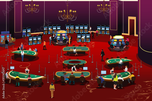 People Gambling in Casino Illustration