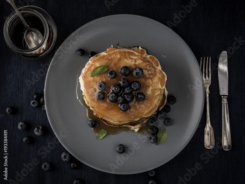 topview of blueberry pancake