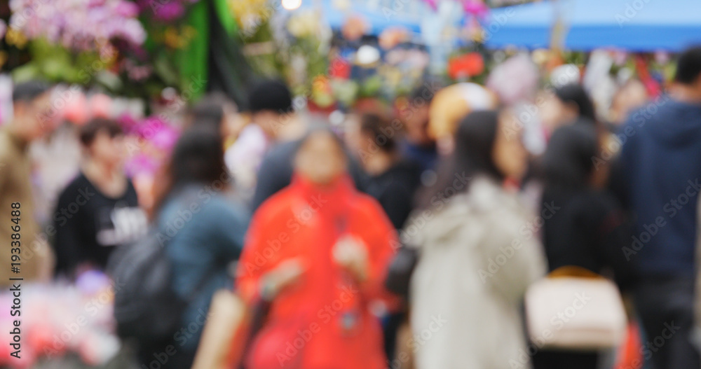 Unfocused of lunar new year market Unfocused of lunar new year market