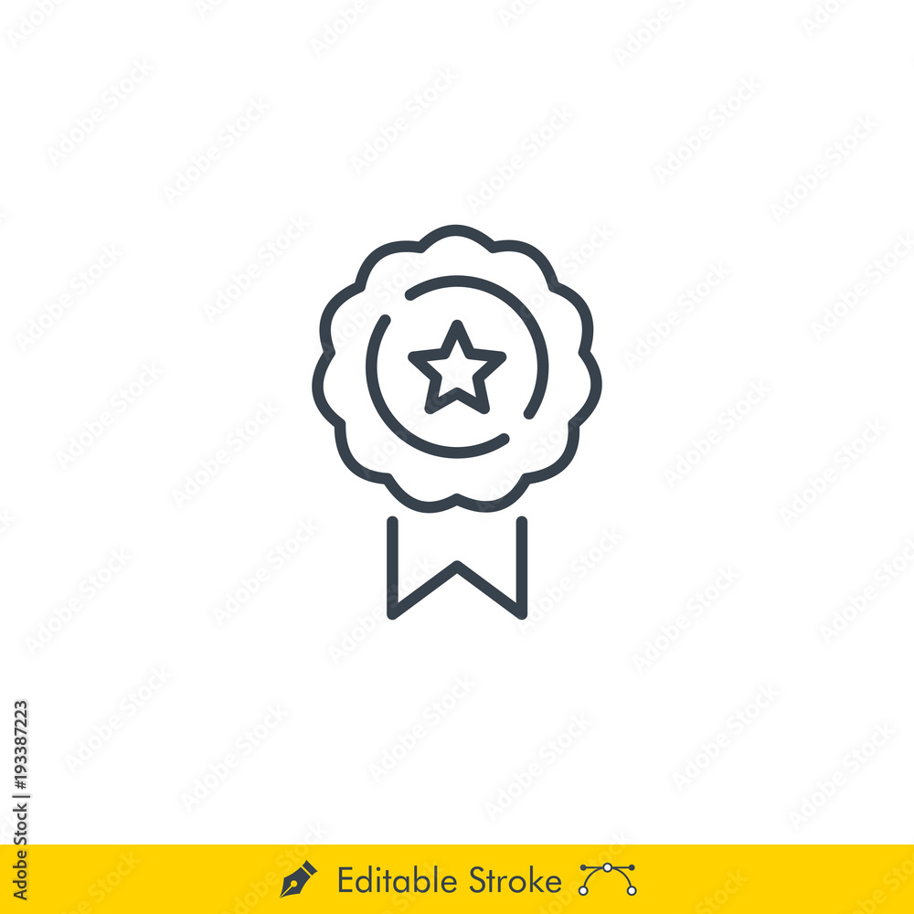 Star Badge Icon / Vector - In Line / Stroke Design Star Badge Icon / Vector - In Line / Stroke Design