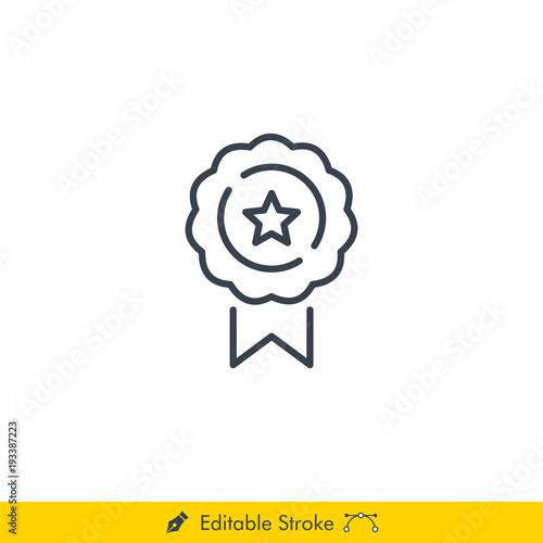 Star Badge Icon / Vector - In Line / Stroke Design