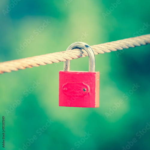 red paper hearts Valentines day stick on padlock