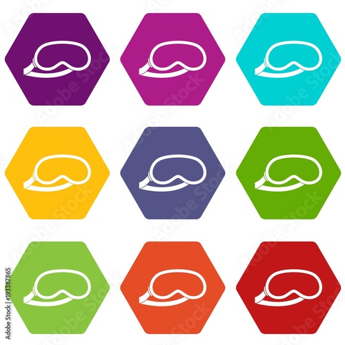 Protective eye mask for sleeping icon set color hexahedron