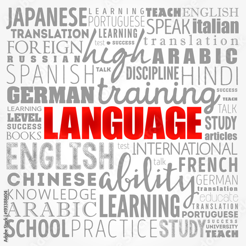 LANGUAGE word cloud collage, education business concept