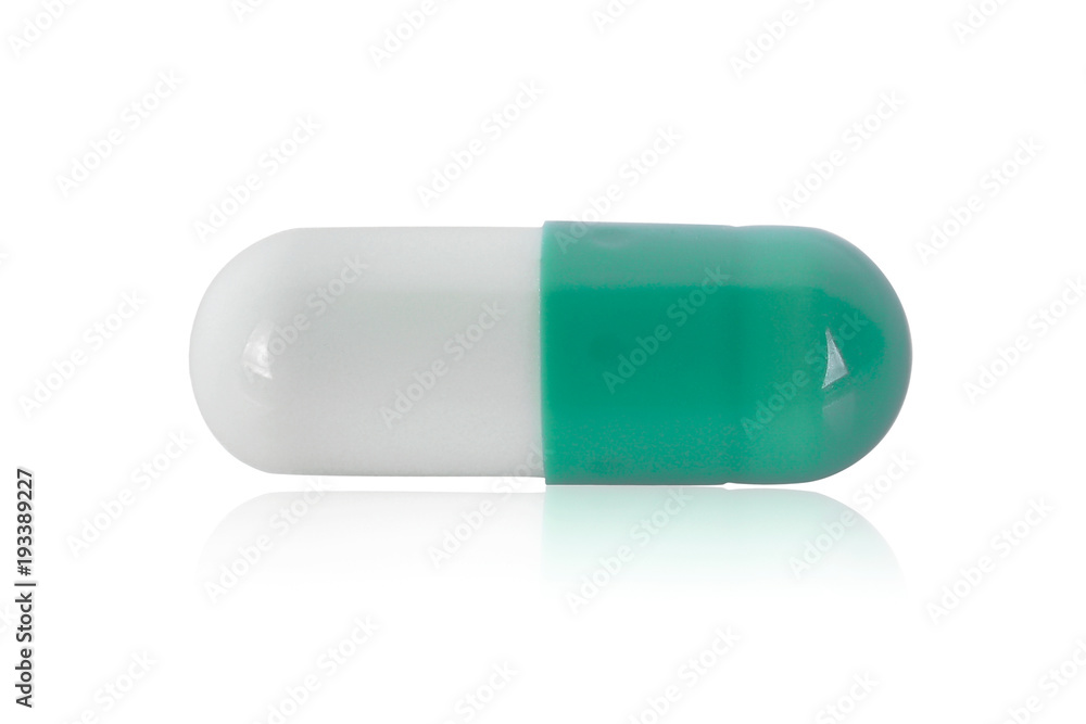 single capsule pills isoated on white background