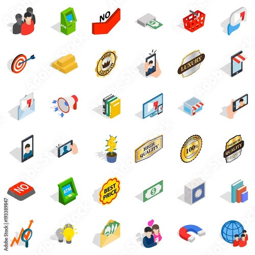 Entrepreneurship icons set, isometric style