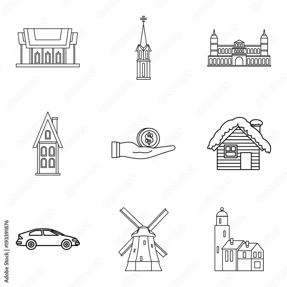 Loving relationship icons set, outline style