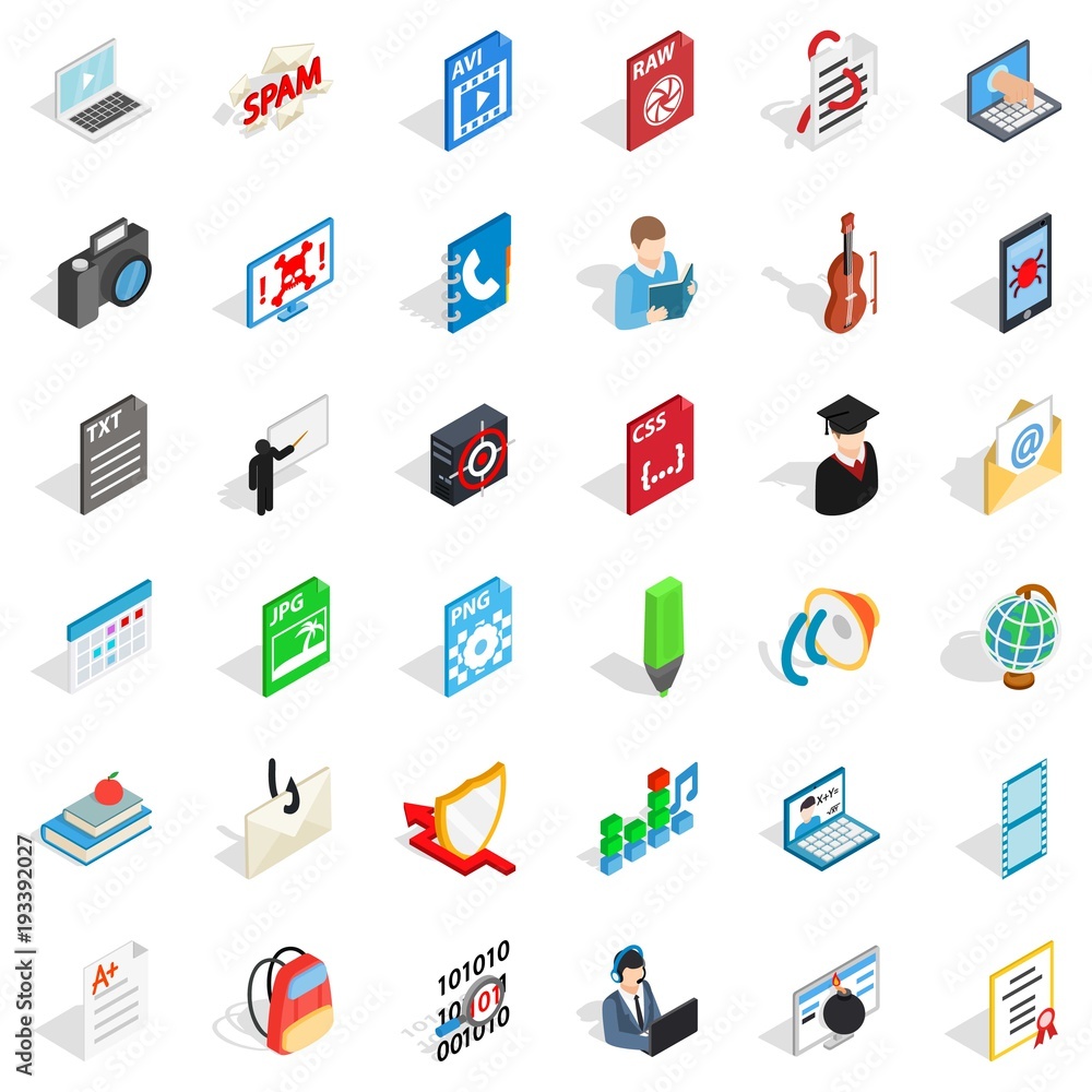 Quick guide icons set, isometric style Quick guide icons set, isometric style