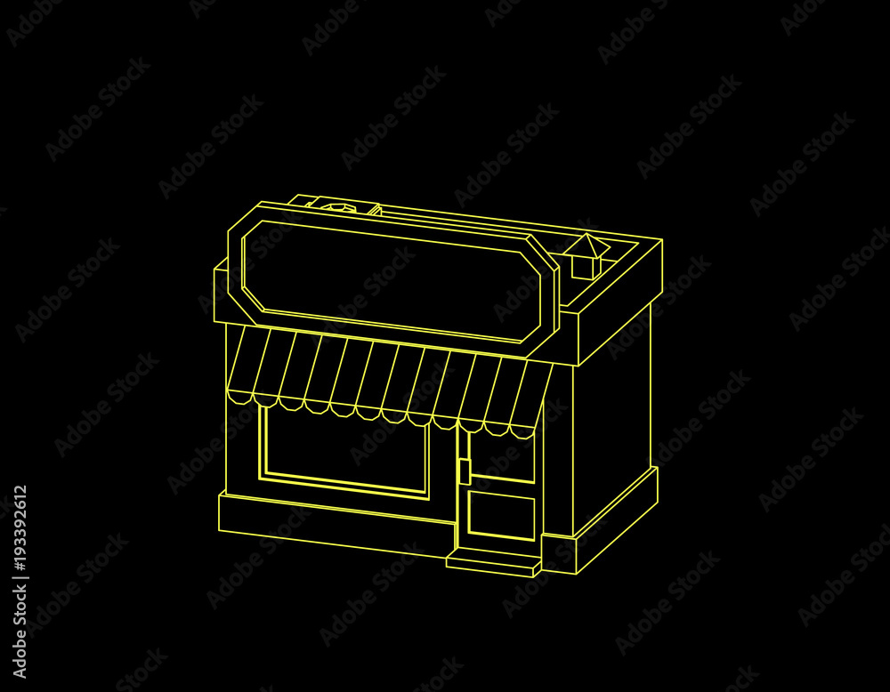 Store building. Vector outline illustration. Store building. Vector outline illustration.