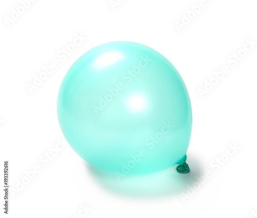 Round green balloon isolated on white background