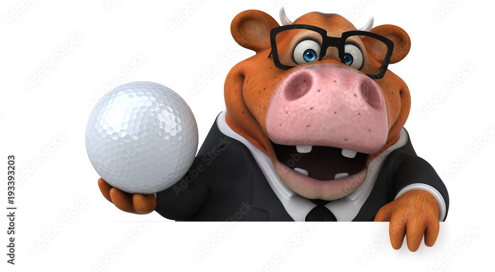 Naklejka premium Fun cow - 3D Illustration