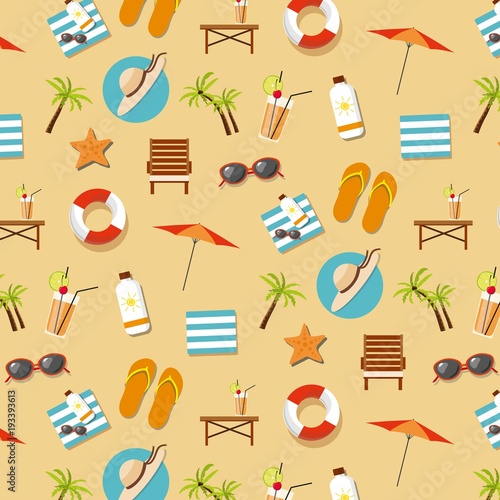 Summer tropical vacation Pattern with sea beach elements