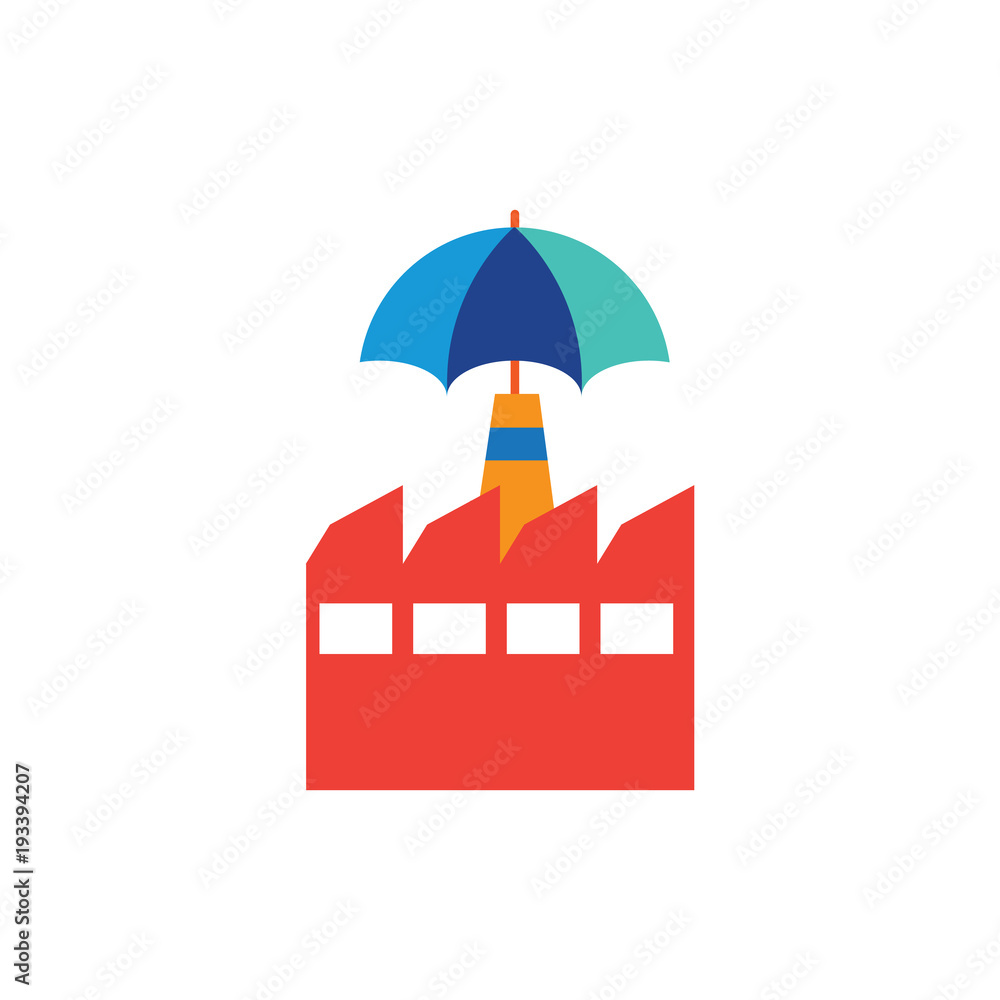 Naklejka premium Umbrella Factory Logo Icon Design