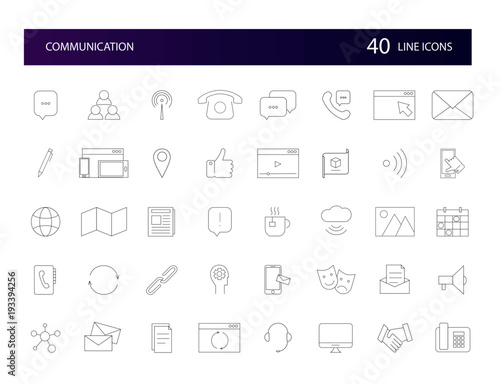 Line icons set. Communication pack. Vector illustration	