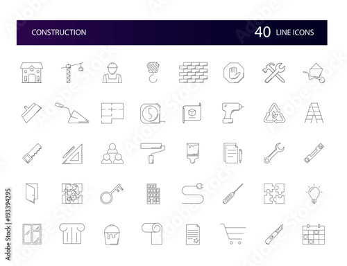 Line icons set. Construction pack. Vector illustration 