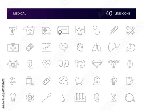 Line icons set. Medical pack. Vector illustration	