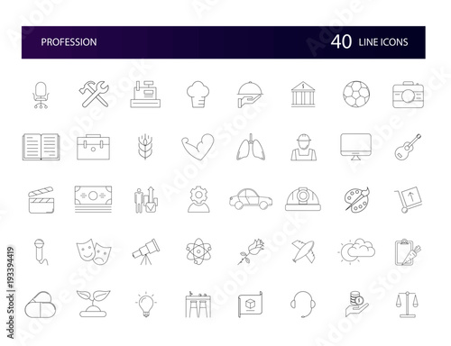 Line icons set. Profession pack. Vector illustration	