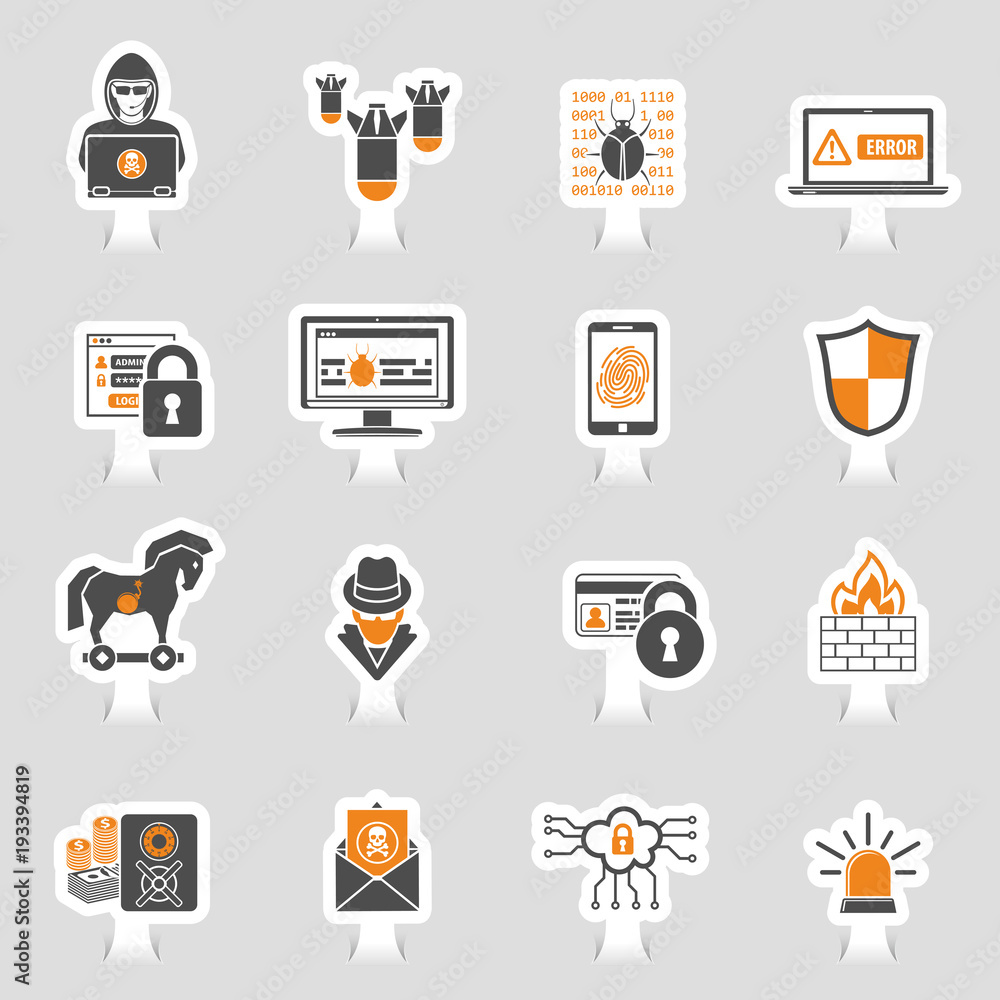 Internet Security Icon Sticker Set Internet Security Icon Sticker Set