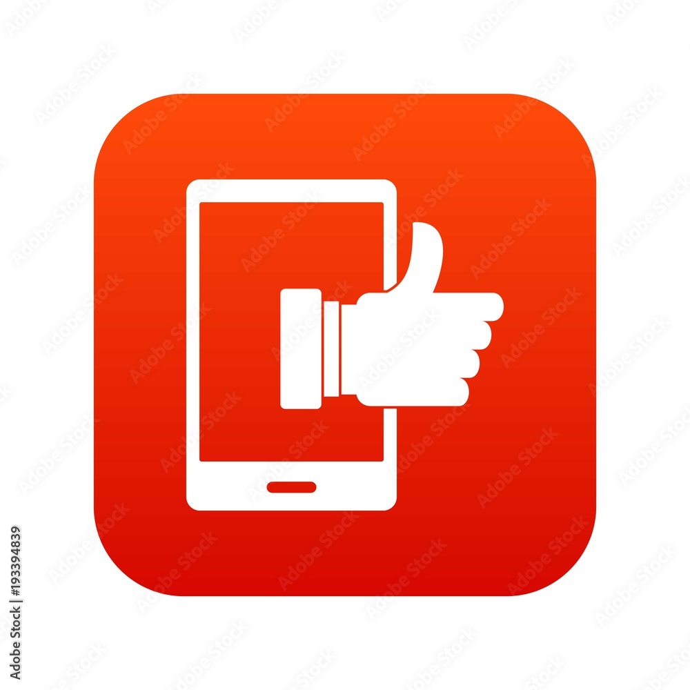 Super phone icon digital red Super phone icon digital red