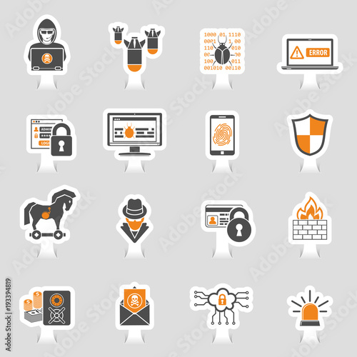 Internet Security Icon Sticker Set