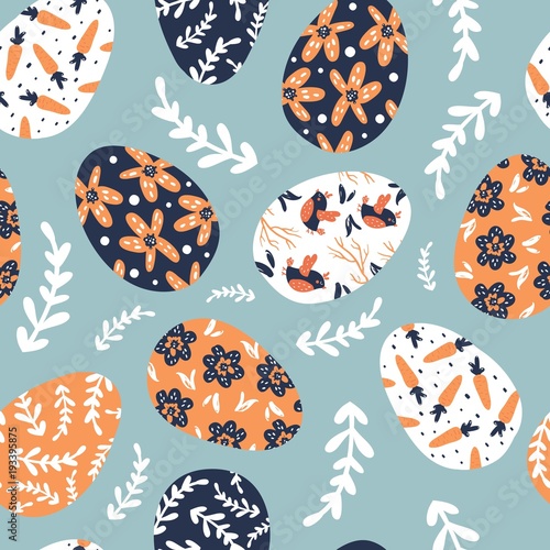 Seamless pattern with easter eggs
