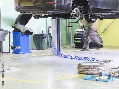 Car in a car repair station photo