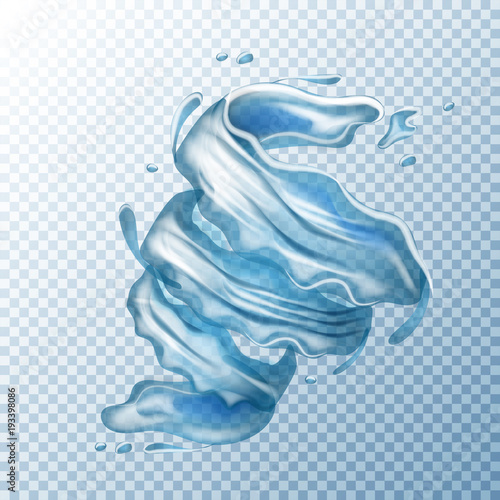 water spladh. Realistic vector illustration. Fresh whirligig on transperent background.