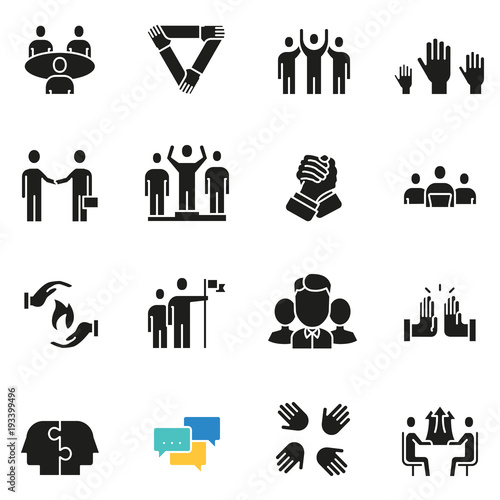 Vector set of icons related to team work, human resources, business interaction and relationship - part 3