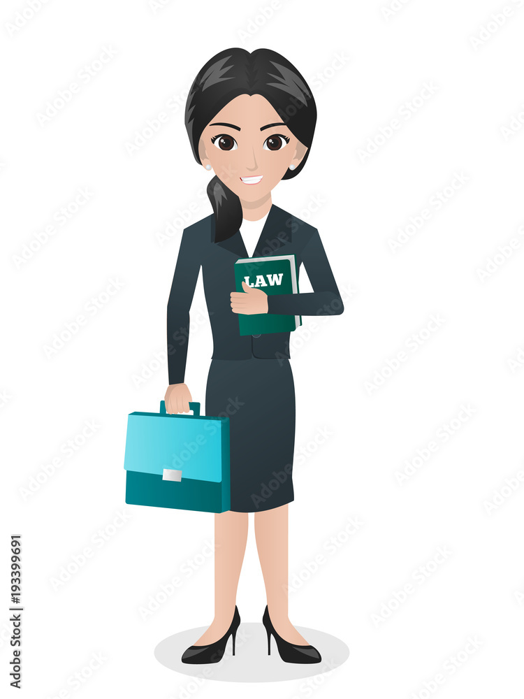 Female Lawyer Holding Book of Law and Bag Stock Vector | Adobe Stock