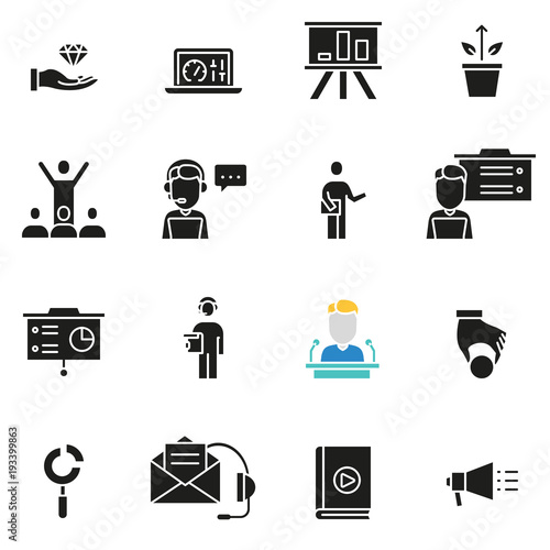 Vector set of icons related to business management, strategy, tactics, career progress and consultation - part 2