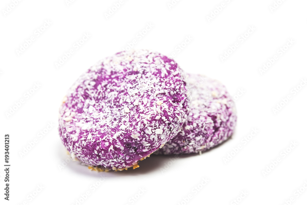 A mixture of grains and sweet potatoes.The white background of the Chinese cake, A mixture of grains and sweet potatoes.The white background of the Chinese cake,