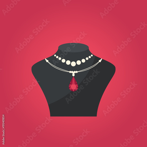 Jewelry shop concept. Jewelry pendant. Precious necklaces with diamond.
