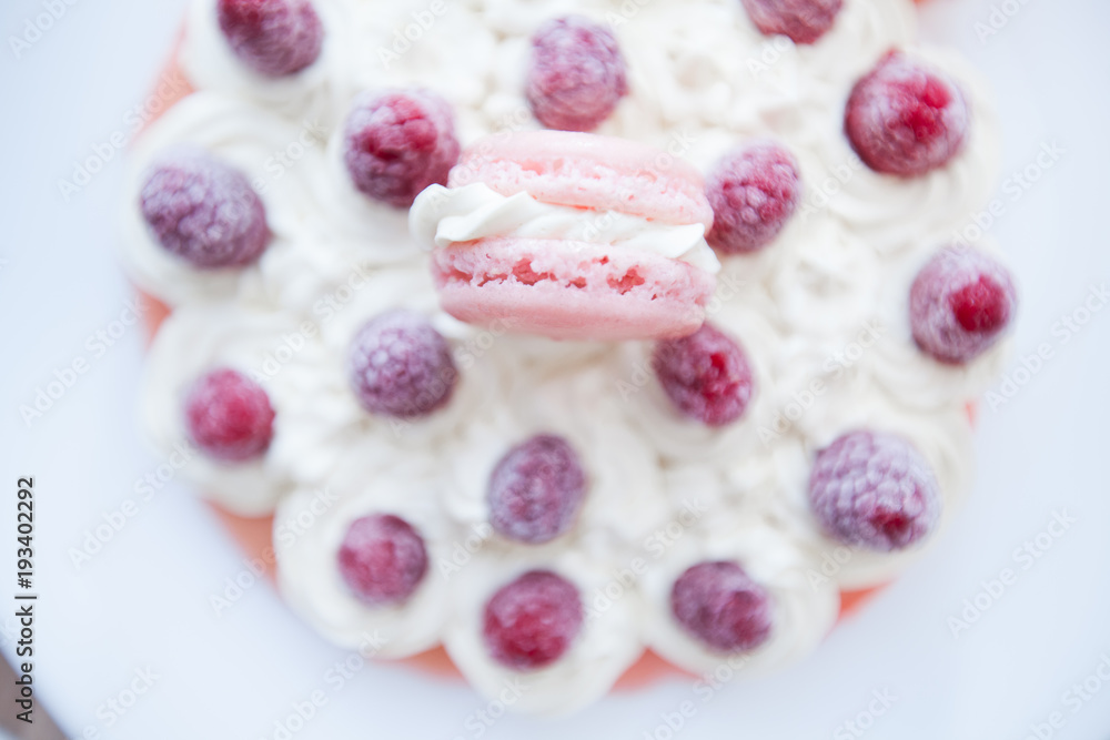 Raspberry Cake with Macarons Raspberry Cake with Macarons