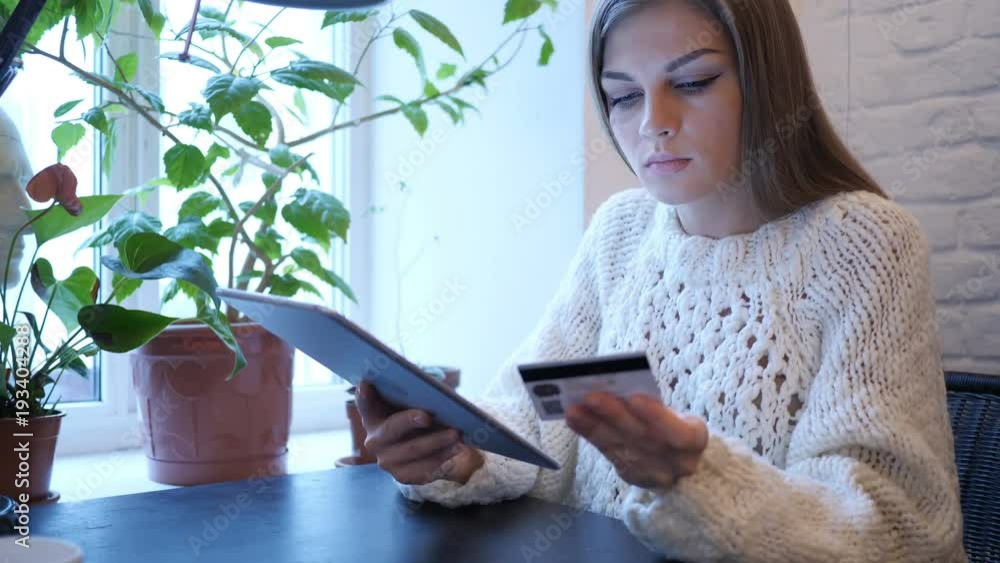 Online Shopping on Tablet PC by Sitting Woman Online Shopping on Tablet PC by Sitting Woman