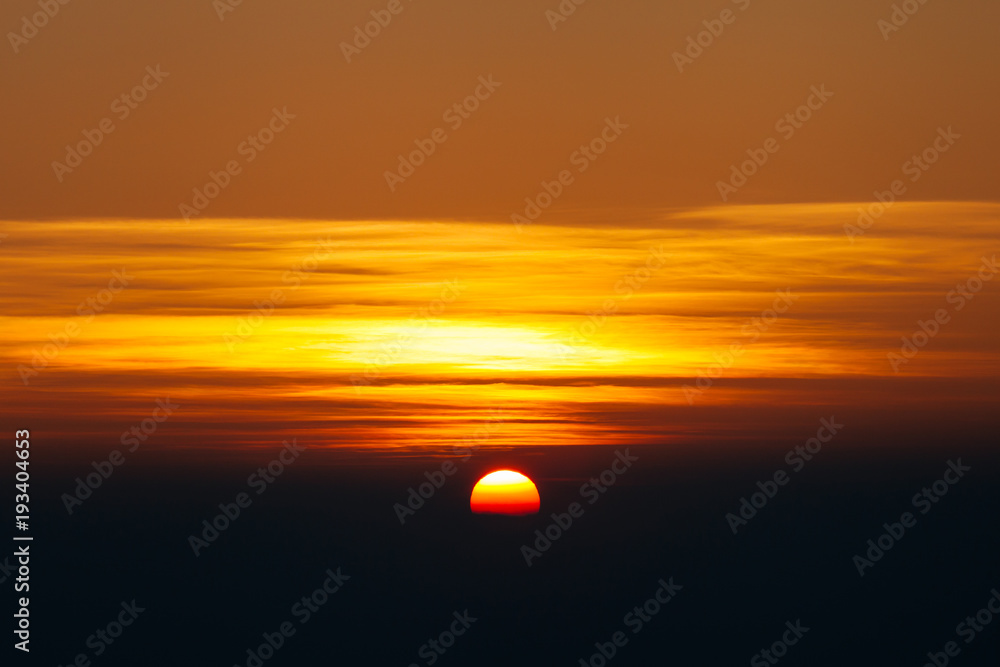 Sunrise in the morning and orange sky