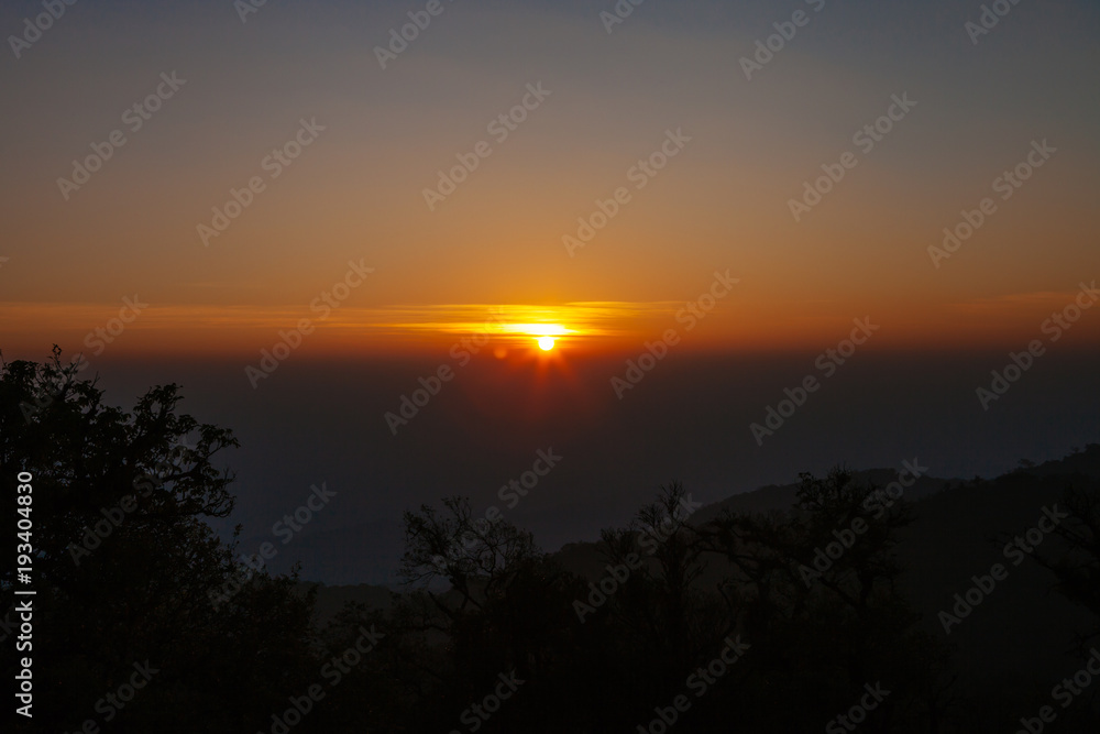 Natural sunset sunrise over mountain Natural sunset sunrise over mountain